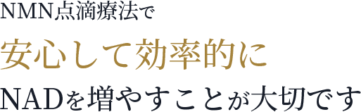 NMN点滴療法で安心して効率的にNADを増やすことが大切です